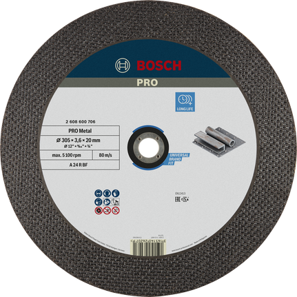 Bosch PRO metalli lõikeketas 305 mm pikaealiseks metalli lõikamiseks.