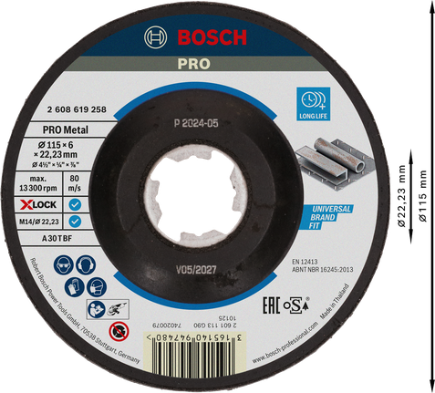 Bosch PRO metalliga lihvketas X-Lock 115 mm.