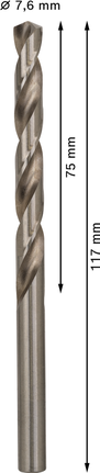 Bosch PRO Metal HSS-G 7,6 mm keerdpuur, pikkus 117 mm.