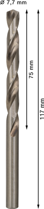 Bosch PRO Metal HSS-G keerdpuur 7,7 mm standardpikkusega.