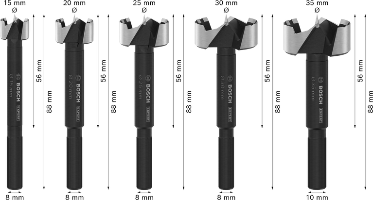 Bosch EXPERT puidupuuriterade komplekt, 5 suurust.