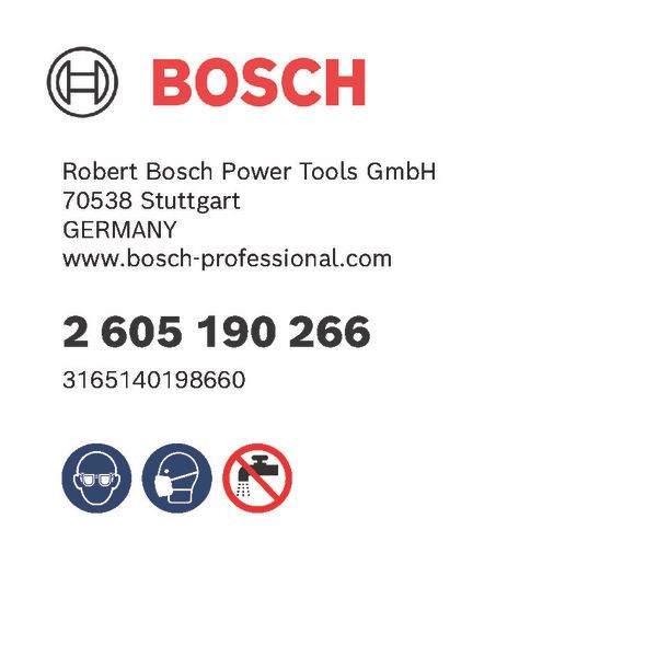 Bosch logo, Postal address, Electronic address, Safety icons
