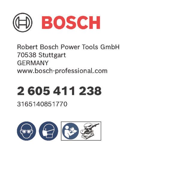Bosch logo, Postal address, Electronic address, Safety icons