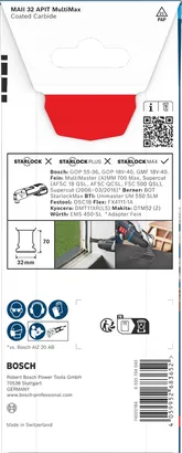 Bosch EXPERT PAIZ 32 AIT MetalMax süvislõike tera 32×70 mm.