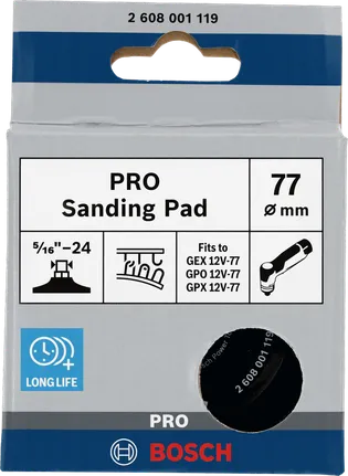 Bosch PRO lihvtald 77 mm, keskmise suurusega, takjakinnitusega.