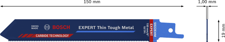 Bosch EXPERT Thin Tough Metal S 922 EHM saeleht õhukese metalli lõikamiseks.