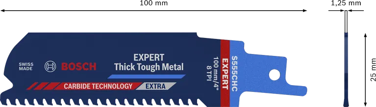 Bosch EXPERT Thick Tough Metal S 555 CHC saeleht paksu metalli lõikamiseks.
