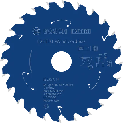 Bosch EXPERT Wood akutoitel ringsae tera, läbimõõt 120 mm.