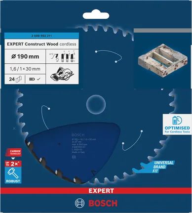Bosch EXPERT Construct Wood akuga ringsae tera 190 mm T24.