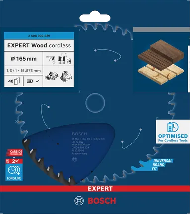 Bosch EXPERT Wood akuga ringsae tera 165mm T40.