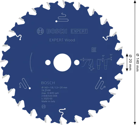 Bosch EXPERT puidu ringsae tera 140mm T24.