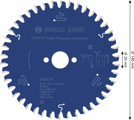 Bosch EXPERT kõrgsurve-laminaadi ringsae tera, 42 hammast.