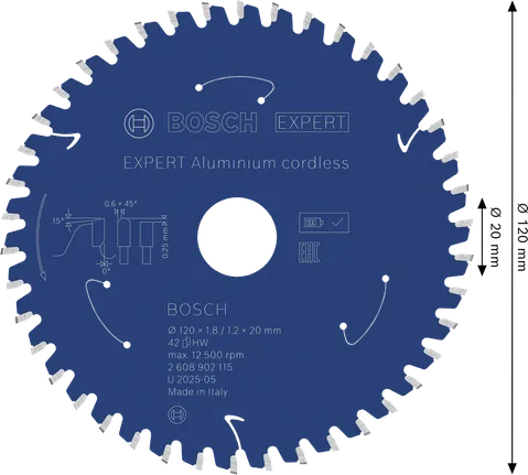 Bosch EXPERT alumiiniumist akuga ringsae tera 120 mm.