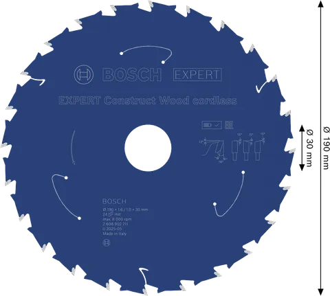 Bosch EXPERT Construct Wood akuga ringsae tera, 190 mm.