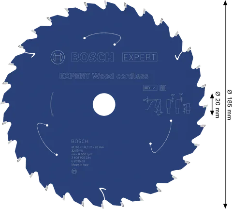 Bosch EXPERT Wood akuga ringsae tera 185 mm.