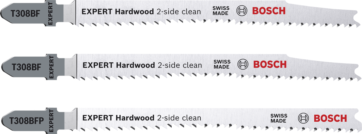 Bosch EXPERT Hardwood kahepoolselt puhas tikksae terade komplekt, 3 osa.