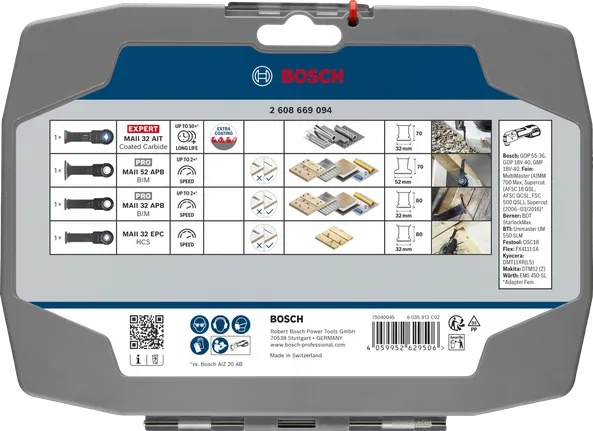 Bosch tugevatoimeline võnkuva multitööriista terade komplekt, 4 tk.