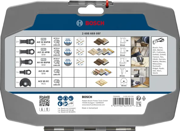 Bosch puidukomplekt, 7-osaline multitööriista terade komplekt puidutöödeks.