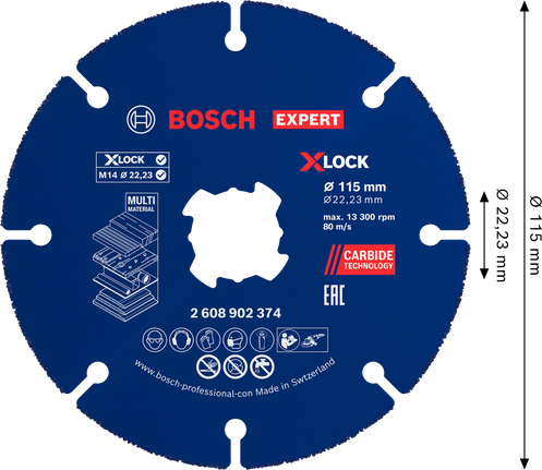 Bosch EXPERT universaalne karbiidist lõikeketas 115 mm.