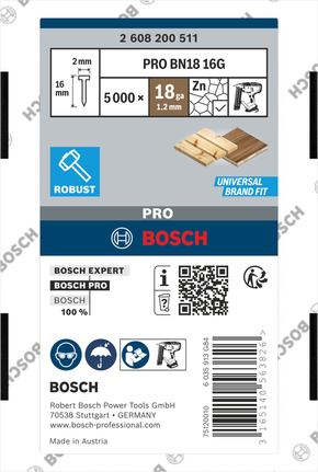 Bosch PRO BN18 naelad 16G universaalseks kaubamärgi sobivuseks.