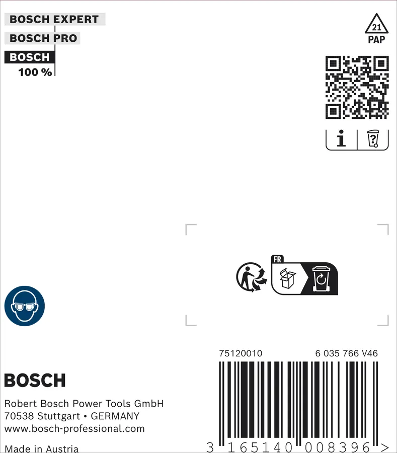 Bosch naelatüüp 48 tarvikute pakend vöötkoodiga.