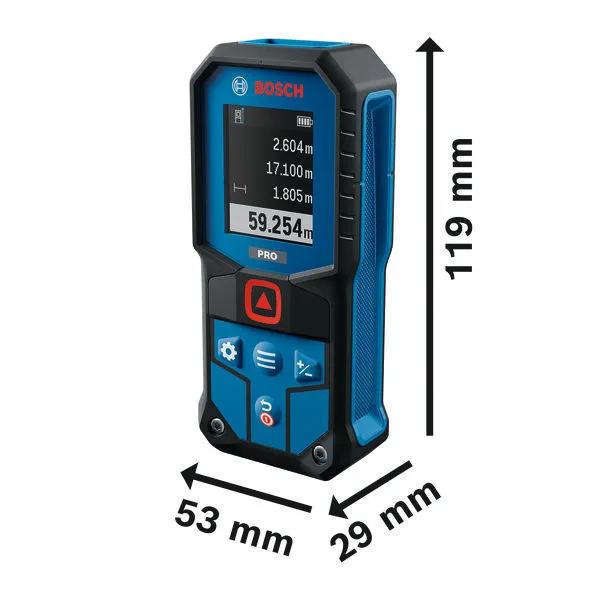 Bosch GLM60-31 laserkaugusmõõtja, 119x53x29 mm.