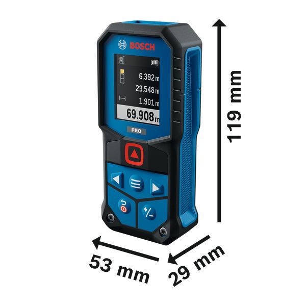 Bosch GLM70-32 laserkaugusmõõtja, 119 x 53 x 29 mm.