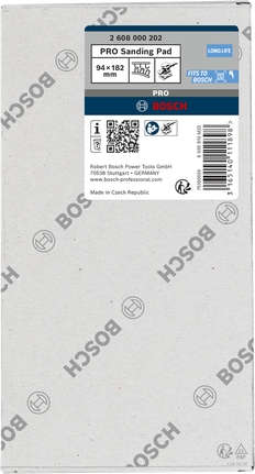 Bosch PRO lihvplaat 93 x 185 mm pika eluea tagamiseks.