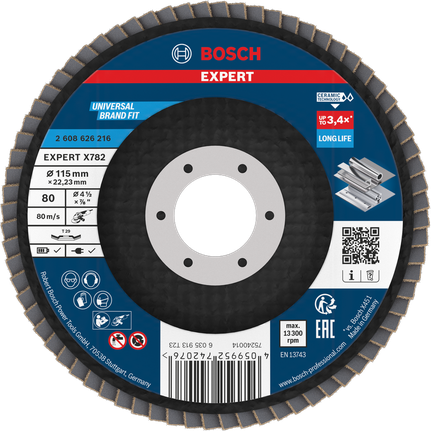 Bosch EXPERT X782 lamellketas, nurga all 115 mm G80 metallile.
