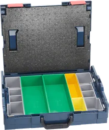 Bosch L-BOXX korralduskast erinevate sorteerimiskastidega.