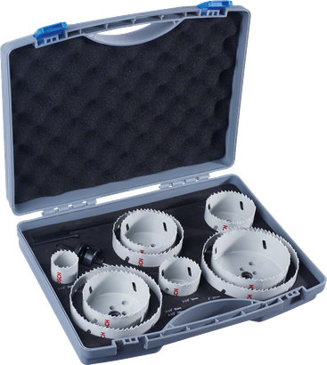 Bosch 12-osaline HSS bimetall-augusaagide komplekt kohvris.