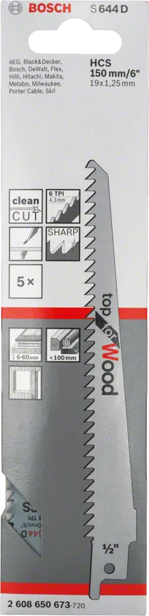 شفرة منشار Bosch S644D لقطع الخشب بشكل نظيف.