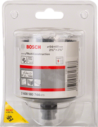 منشار ثقب Bosch متعدد الاستخدامات بقطر 64 مم لقطع المواد بسهولة.