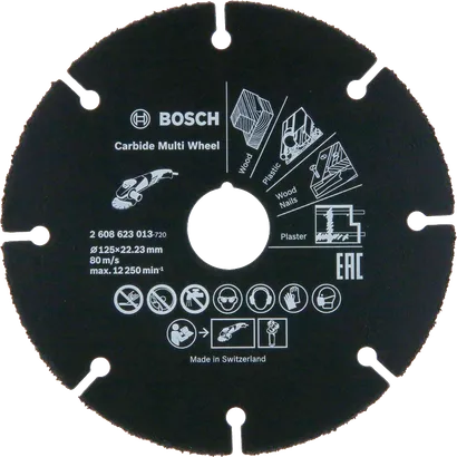 عجلة Bosch كاربيد متعددة مقاس 125 مم للخشب والبلاستيك والجص.