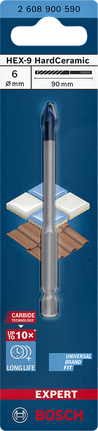 مثقاب Bosch HEX-9 HardCeramic مقاس 6×90 مم.