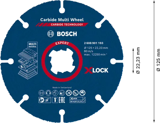 قرص القطع متعدد المواد من الكربيد Bosch EXPERT، X-Lock.