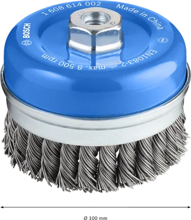 فرشاة Bosch PRO Metal الثقيلة ذات الكأس مقاس 100 مم للمطاحن.