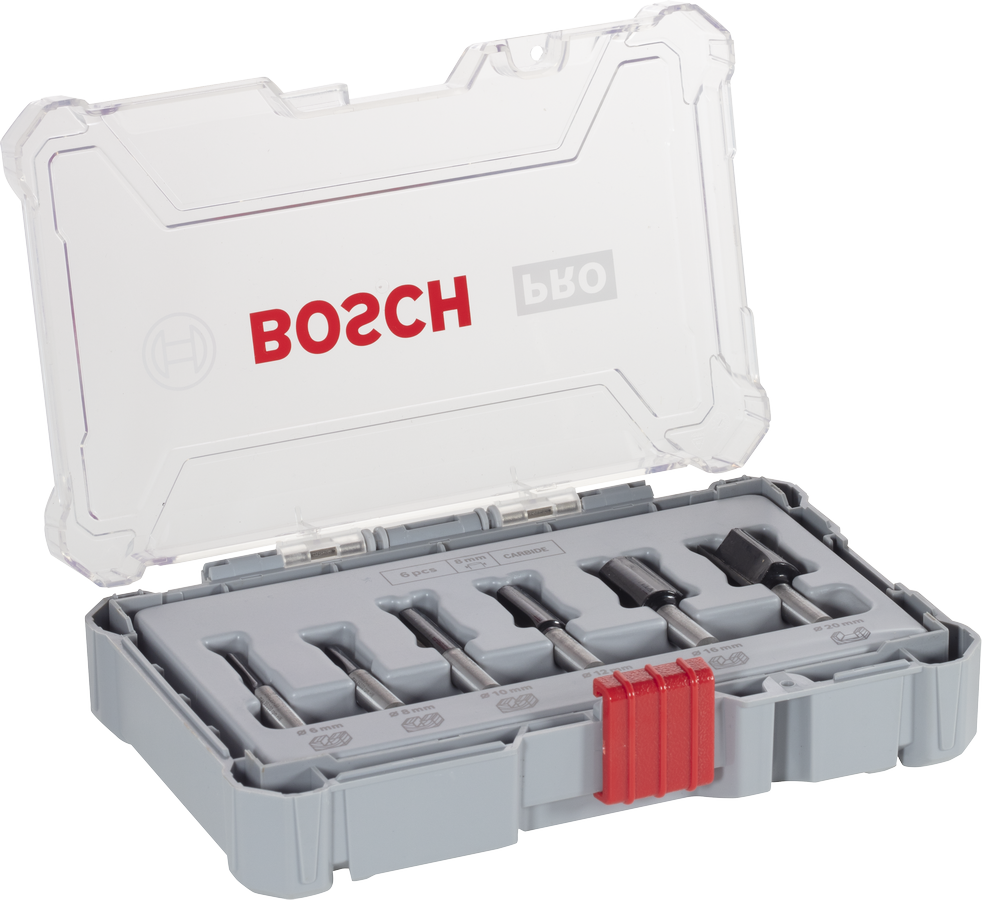 مجموعة رؤوس توجيه Bosch PRO المستقيمة بقطر 8 مم، 6 قطع.