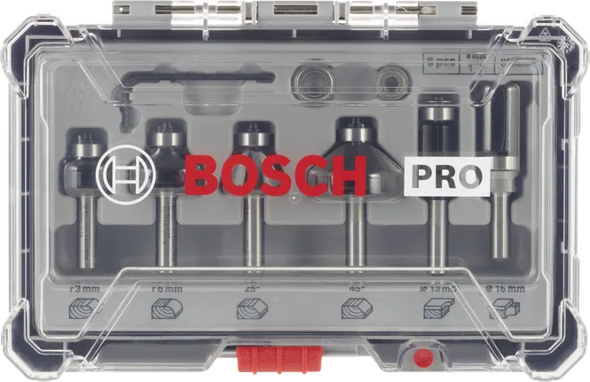 مجموعة رؤوس التوجيه Bosch PRO لتقليم الحواف وقصها بقطر 8 مم، 6 قطع.