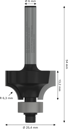 بت التوجيه Bosch PRO تقريب فوق R 6.3 ساق 6 مم.