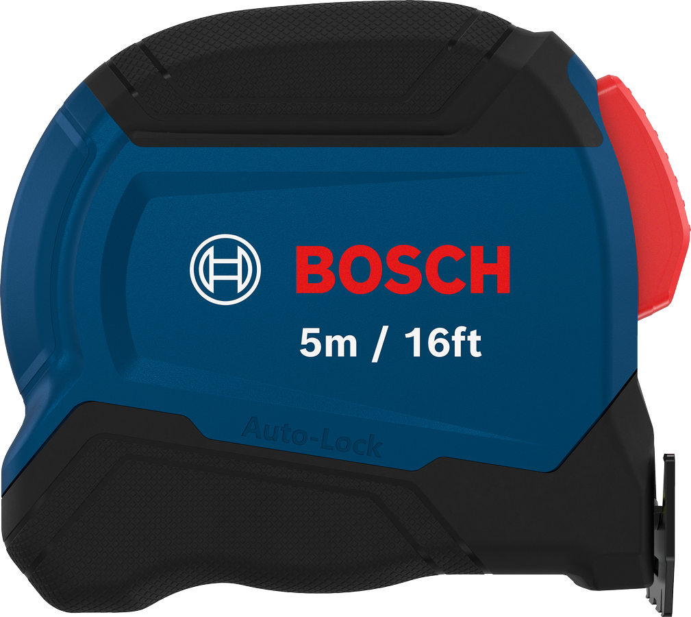 شريط قياس Bosch بطول 5 أمتار (16 قدمًا) مزود بخاصية القفل التلقائي.