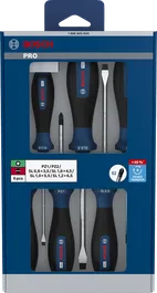 مجموعة مفكات براغي Bosch برو PZ/SL مكونة من 6 قطع مع أعمدة S2.