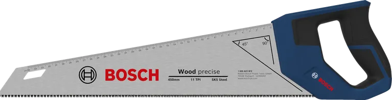 منشار يدوي من Bosch 450 مم 11 سنًا لكل بوصة لقطع الخشب بدقة.