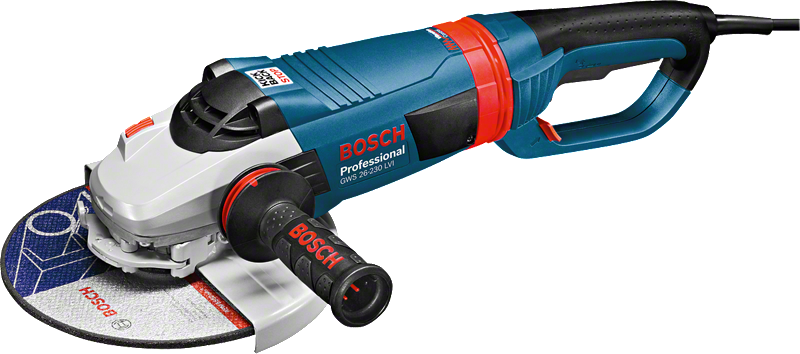ماكينة الصنفرة الزاوية Bosch GWS 26-230 LVI بمقبض جانبي.