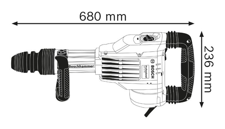 Demolition hammer dimensions.