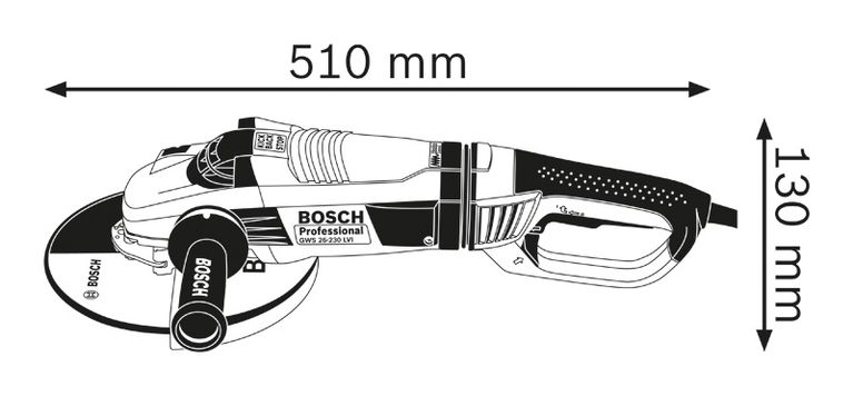 Angle grinder dimensions.