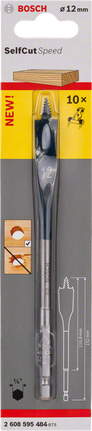 Bosch 12 mm Self Cut Speed spade bit.