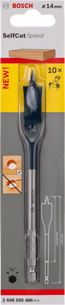Bosch 14mm Self Cut Speed spade bit hexagon.