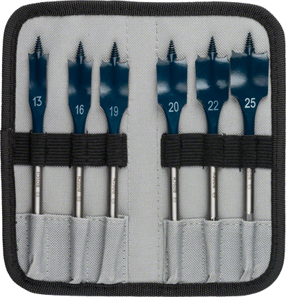 Bosch 6-piece SelfCut Speed spade bit set in pouch.