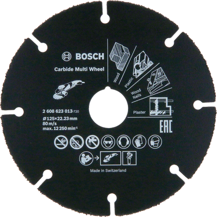Bosch Carbide Multi Wheel 125mm for wood, plastic, plaster.
